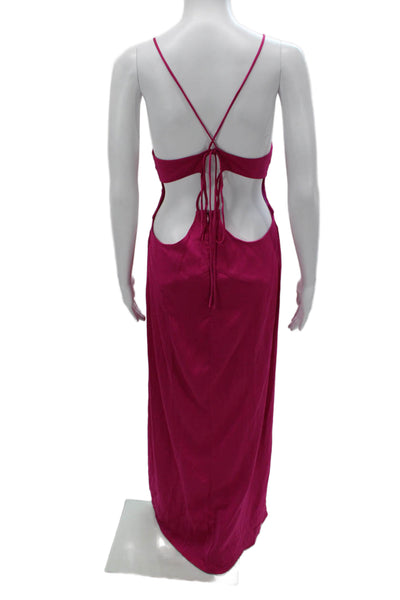 Manning Cartell Womens Maxi Dress Pink V-Neck Sleeveless Zip Size 10