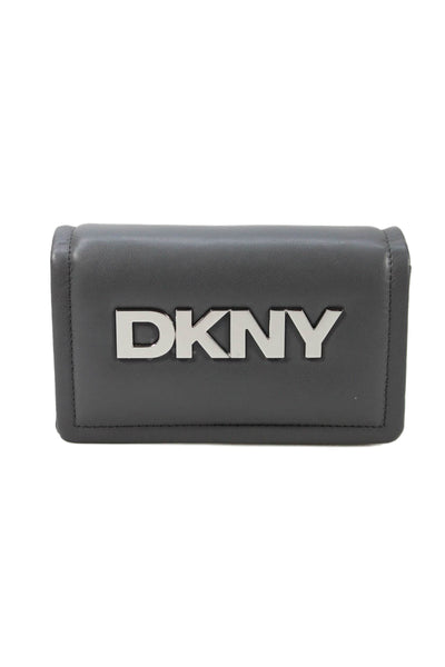 DKNY Women's Snap Closure Leather Gray Crossbody Handbag