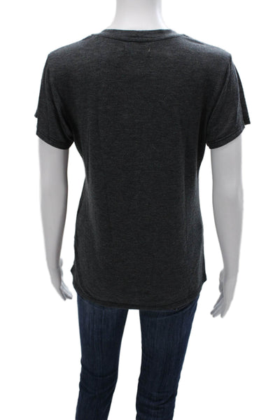 Nation LTD Women Basic Scoop Neck Short Sleeve Gray T-Shirt Pullover Size XS