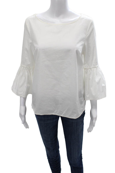 Vineyard Vines Women White 3/4 Sleeve Boat Neck Cotton Basic Blouse Size S