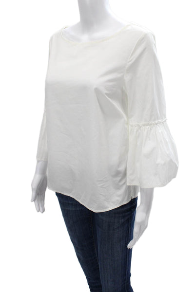 Vineyard Vines Women White 3/4 Sleeve Boat Neck Cotton Basic Blouse Size S