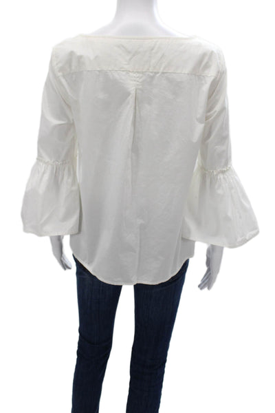 Vineyard Vines Women White 3/4 Sleeve Boat Neck Cotton Basic Blouse Size S