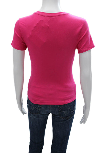Good American Womens Basic Pink Short Sleeve Crew Neck T-Shirt Cotton Size S