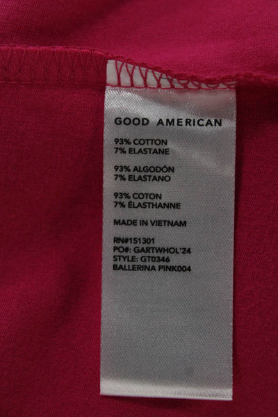 Good American Womens Basic Pink Short Sleeve Crew Neck T-Shirt Cotton Size S