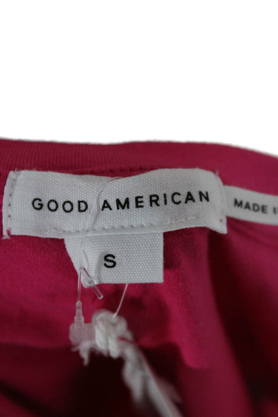Good American Womens Basic Pink Short Sleeve Crew Neck T-Shirt Cotton Size S