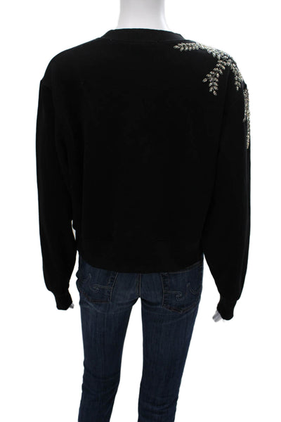Sandro Women Black Cotton Crew Neck Long Sleeve Sweatshirt Size M