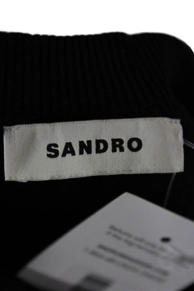 Sandro Women Black Cotton Crew Neck Long Sleeve Sweatshirt Size M