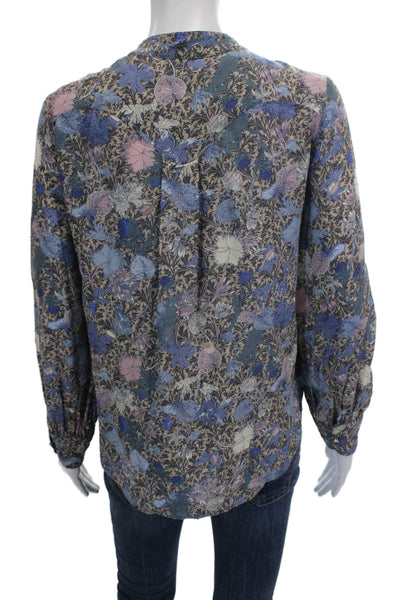 Zadig & Voltaire Womens Floral Cotton High Neck Long Sleeve Button Up Size S