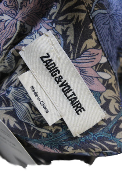 Zadig & Voltaire Womens Floral Cotton High Neck Long Sleeve Button Up Size S