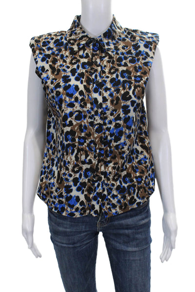 Zadig & Voltaire Womens Floral Cotton High Neck Long Sleeve Button Up Size S