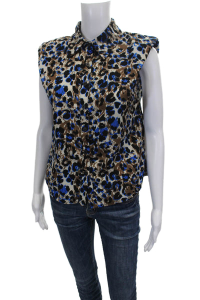 Zadig & Voltaire Womens Floral Cotton High Neck Long Sleeve Button Up Size S