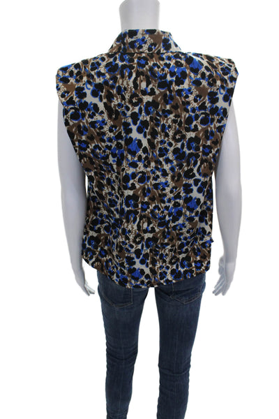 Zadig & Voltaire Womens Floral Cotton High Neck Long Sleeve Button Up Size S
