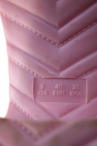 Juicy Couture Womens Jeweled Mule Slide On Sandal Heels Pink Silver Size 9