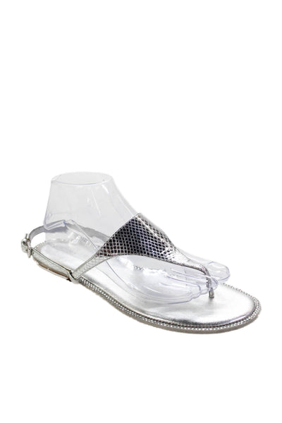 Michael Michael Kors Womens Thong Slingbacks Sandals Silver Size 9 Medium