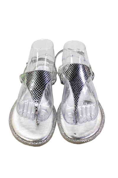 Michael Michael Kors Womens Thong Slingbacks Sandals Silver Size 9 Medium