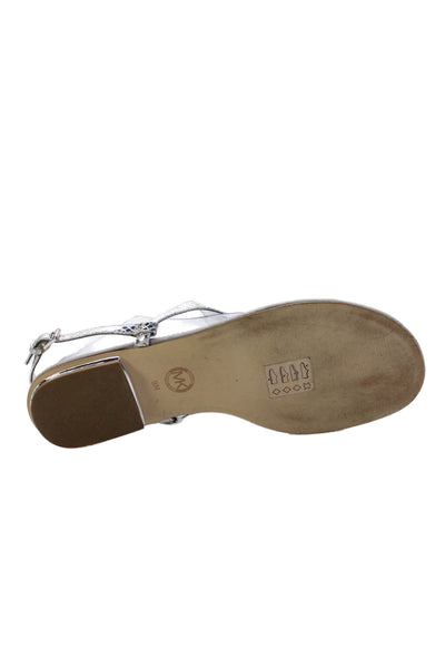 Michael Michael Kors Womens Thong Slingbacks Sandals Silver Size 9 Medium