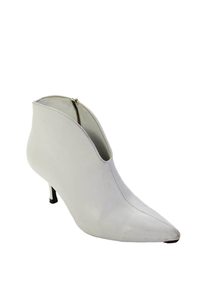 Anine Bing Womens Side Zip Stiletto Pointed Toe Booties White Leather Size 36