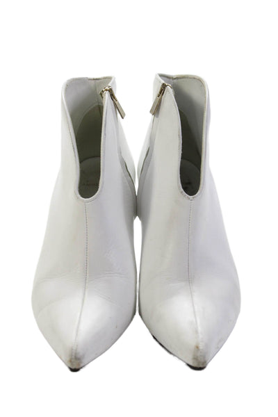 Anine Bing Womens Side Zip Stiletto Pointed Toe Booties White Leather Size 36