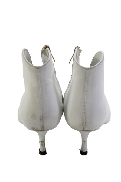 Anine Bing Womens Side Zip Stiletto Pointed Toe Booties White Leather Size 36