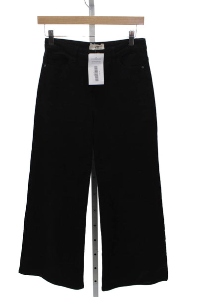 Studio Parisien Womens Black Cropped Jeans Mid Rise Button Closure Size S