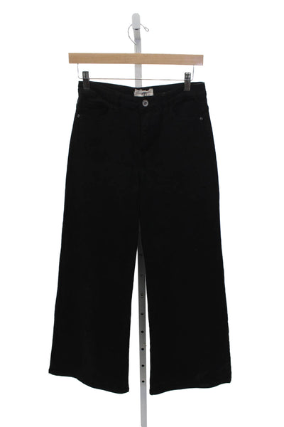 Studio Parisien Womens Black Cropped Jeans Mid Rise Button Closure Size S