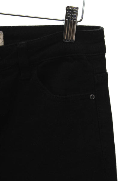 Studio Parisien Womens Black Cropped Jeans Mid Rise Button Closure Size S