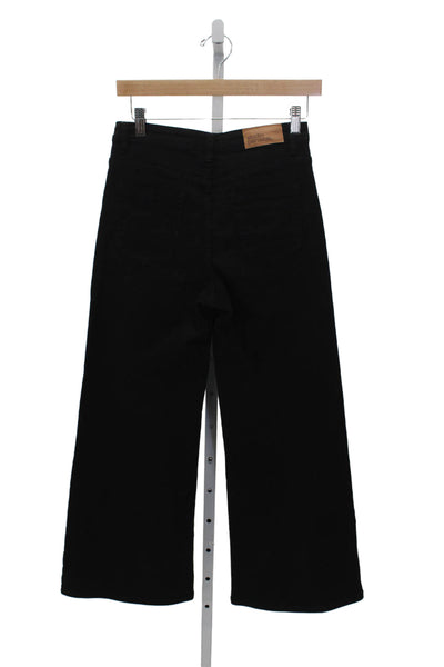 Studio Parisien Womens Black Cropped Jeans Mid Rise Button Closure Size S