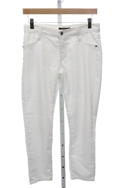 James Jeans Women Skinny White Mid Rise Jeans Cotton Blend Button Size 26