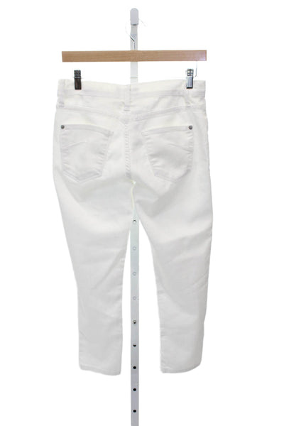 James Jeans Women Skinny White Mid Rise Jeans Cotton Blend Button Size 26