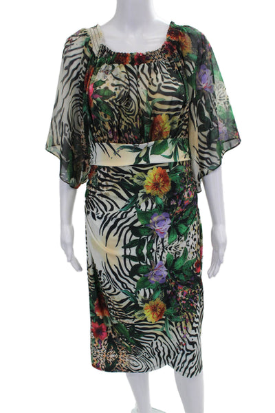 Alberto Makali Women Sheath Dress Multicolor Scoop Neck Short Sleeve Size S