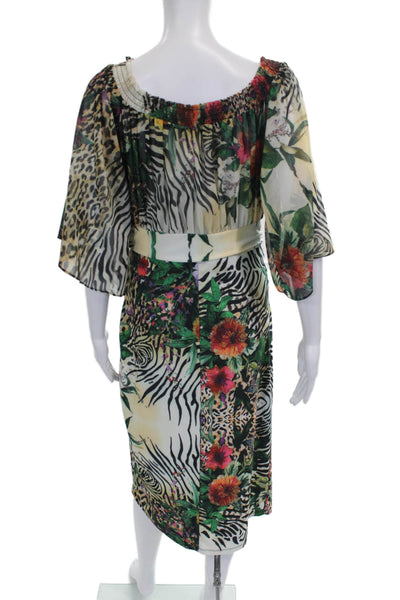 Alberto Makali Women Sheath Dress Multicolor Scoop Neck Short Sleeve Size S