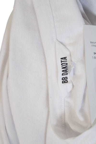BB Dakota Women White Basic Long Sleeve T-Shirt Size XS