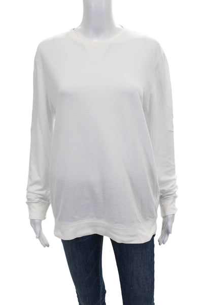 Elie Tahari Women White Pullover Sweatshirt Crew Neck Long Sleeve Size M