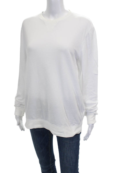 Elie Tahari Women White Pullover Sweatshirt Crew Neck Long Sleeve Size M