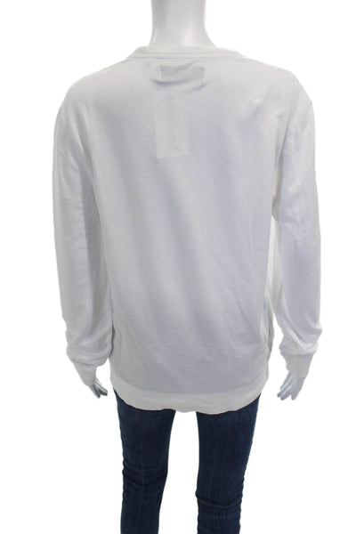 Elie Tahari Women White Pullover Sweatshirt Crew Neck Long Sleeve Size M