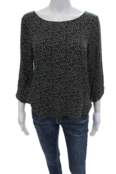 Velvet by Graham & Spencer Women Black Scoop Neck 3/4 Sleeve Blouse Size XS