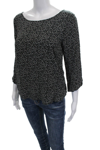 Velvet by Graham & Spencer Women Black Scoop Neck 3/4 Sleeve Blouse Size XS