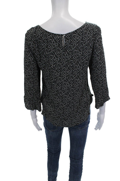 Velvet by Graham & Spencer Women Black Scoop Neck 3/4 Sleeve Blouse Size XS