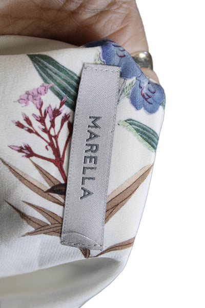 Marella Women Kimono Blouse Multicolor Silk Boat Neck 3/4 Sleeve Floral Size 2