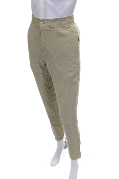 ONIA Womens Beige Linen Jogger Pants Button Closure Inseam 25 Size S