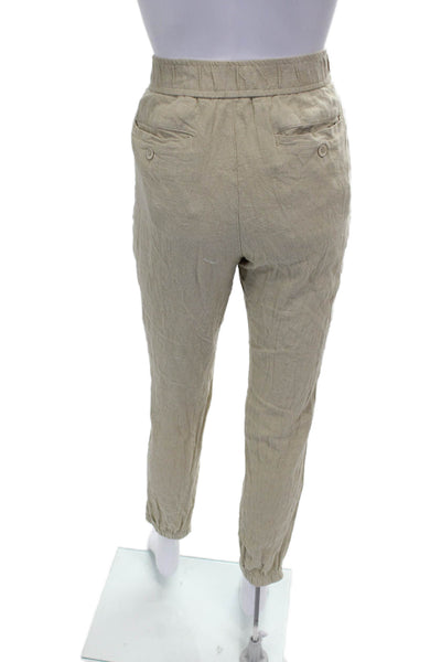 ONIA Womens Beige Linen Jogger Pants Button Closure Inseam 25 Size S