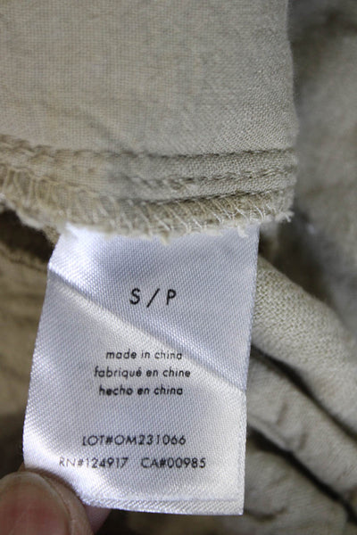ONIA Womens Beige Linen Jogger Pants Button Closure Inseam 25 Size S