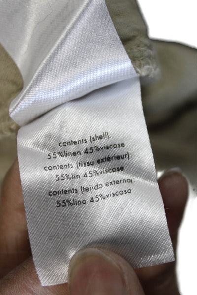 ONIA Womens Beige Linen Jogger Pants Button Closure Inseam 25 Size S