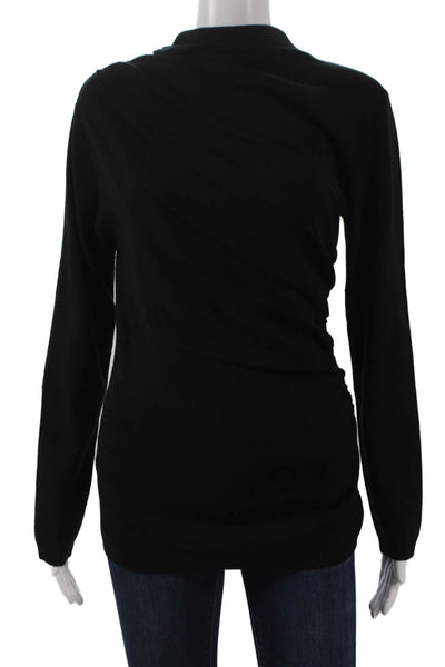Oscar The Collection Women Basic Black Mock Neck Long Sleeve Blouse Size L