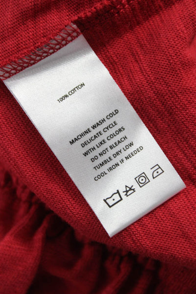 Lilla P Womens Basic Red Cotton V Neck Long Sleeve Blouse Size XL