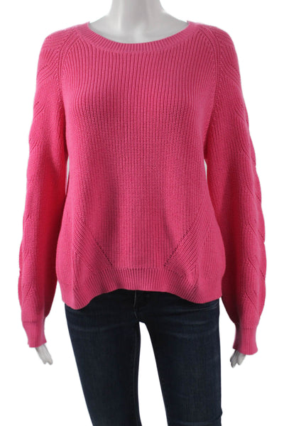 525 Womens Pullover Sweater Pink 100% Cotton Round Neck Long Sleeve Size S