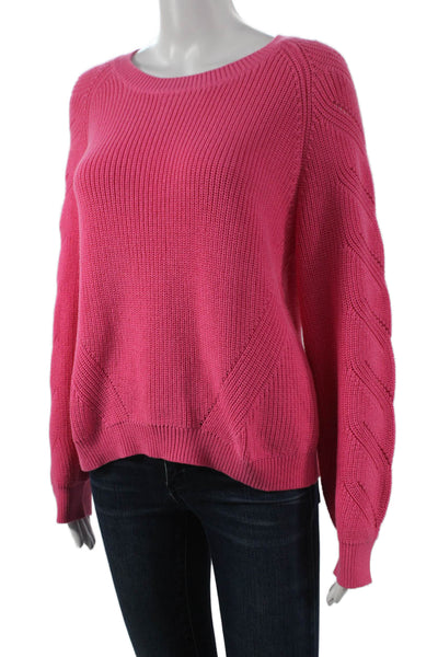 525 Womens Pullover Sweater Pink 100% Cotton Round Neck Long Sleeve Size S