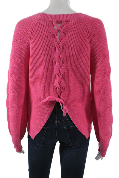 525 Womens Pullover Sweater Pink 100% Cotton Round Neck Long Sleeve Size S