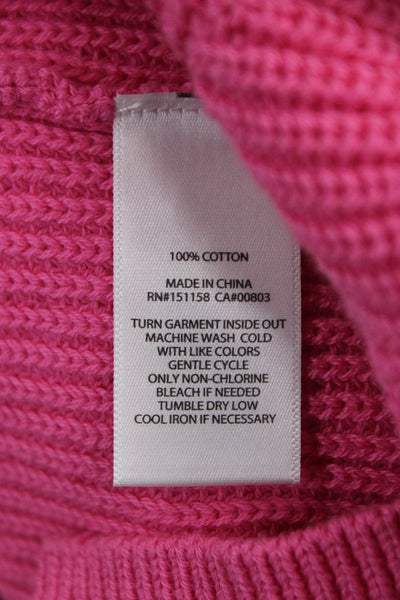 525 Women Pullover Sweater Pink Round Neck Long Sleeve 100% Cotton Size L