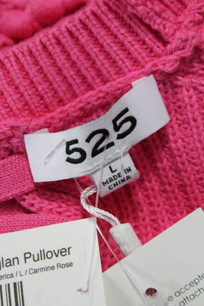 525 Women Pullover Sweater Pink Round Neck Long Sleeve 100% Cotton Size L